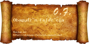 Obagyán Felícia névjegykártya